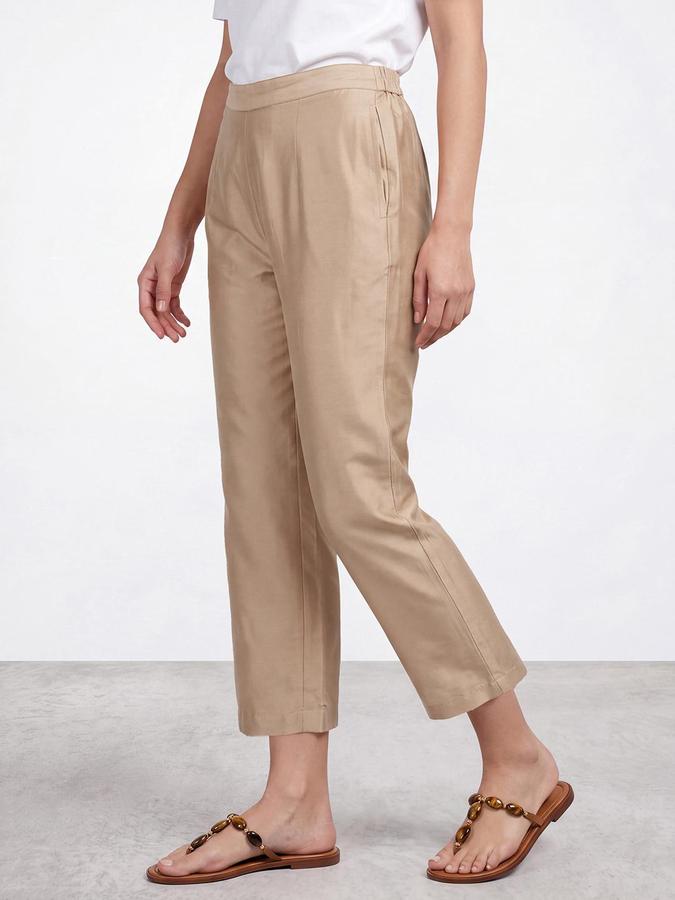 R&B Women Gold Mid Rise Straight Fit Ethnic Trousers