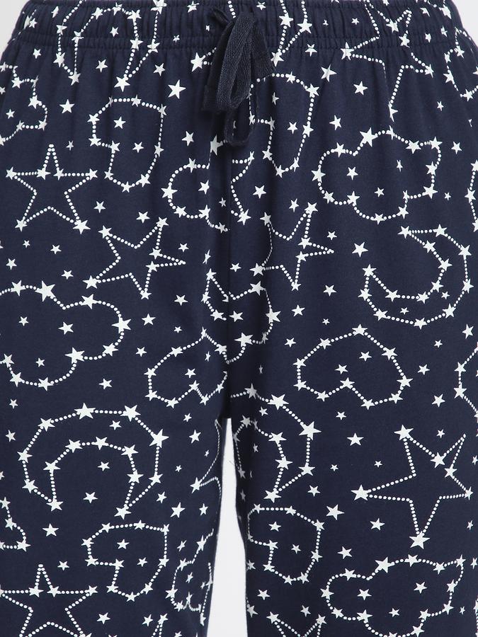 Women Cotton Relaxed Fit Drawstring Printed Capri Pants