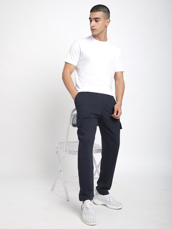 Men Polycotton Regular Fit Drawstring Waist Open Hem Trackpants