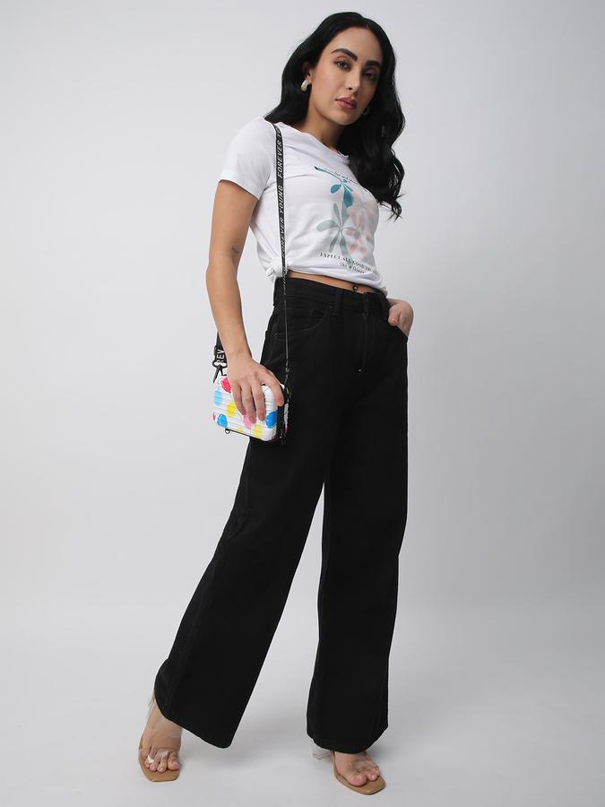 Women Cotton Regular Fit Crew Neck Graphic T-shirt