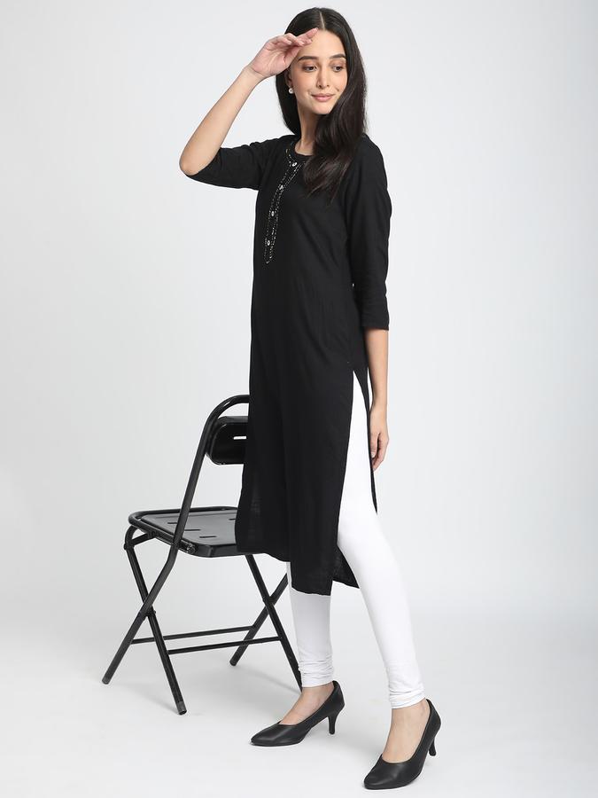 Women Cotton Elasticated Waist Full Length Solid Leggings