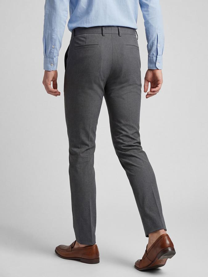 R&B Grey Solid Men Mid-Rise Slim Fit Trouser