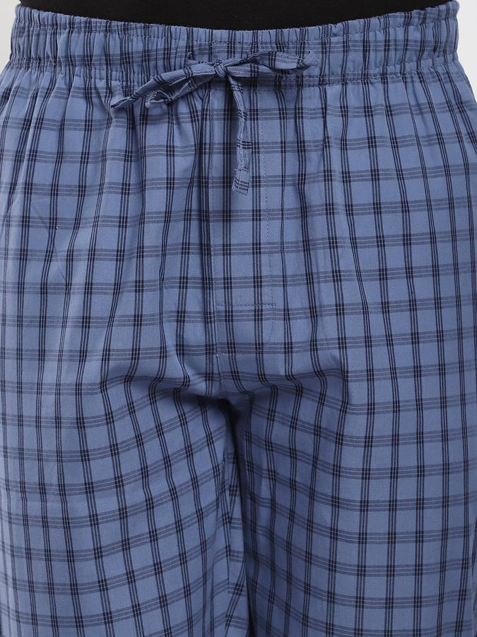 Men Cotton Relaxed Fit Drawstring Waist Checked Pajama Pants