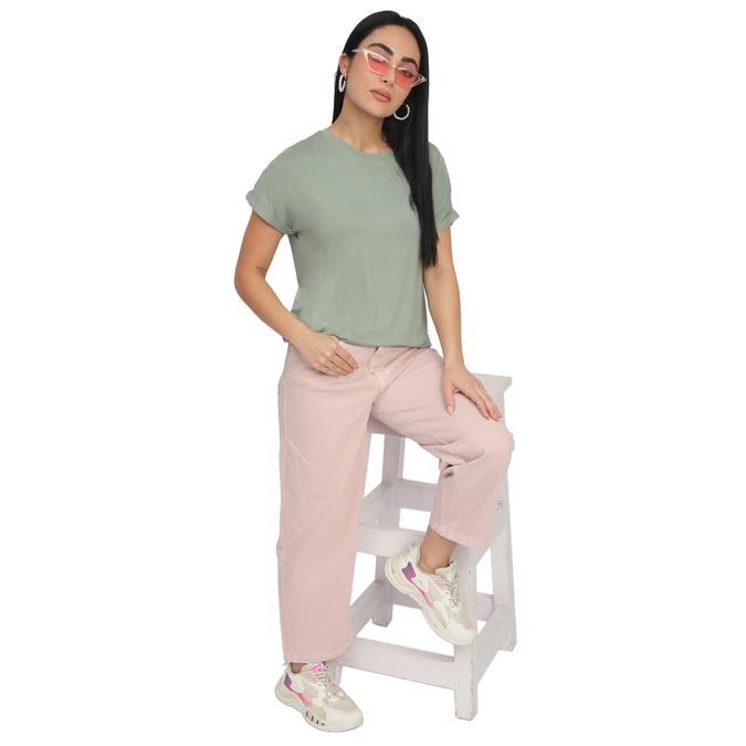 R&B Women Sage Solid Fitted T-Shirt