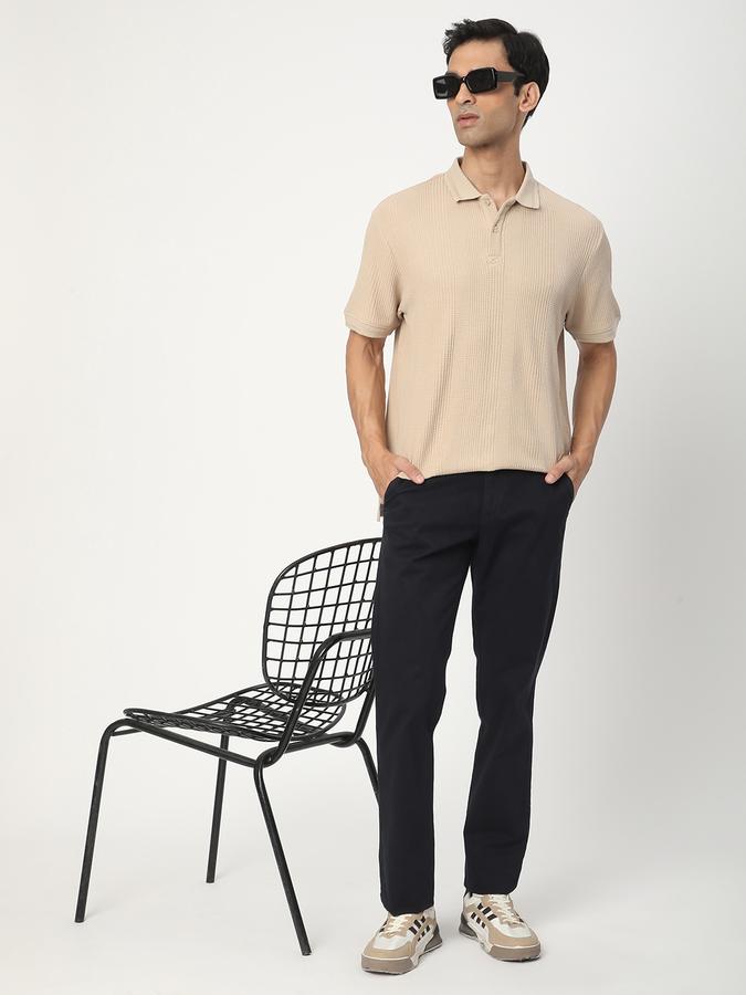 Men Cotton Regular Fit Flat Front Solid Trousers