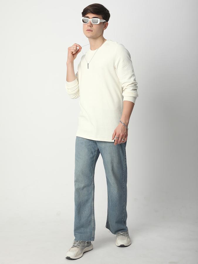 Men Cotton Relaxed Fit Crew Neck Solid Sweatshirt