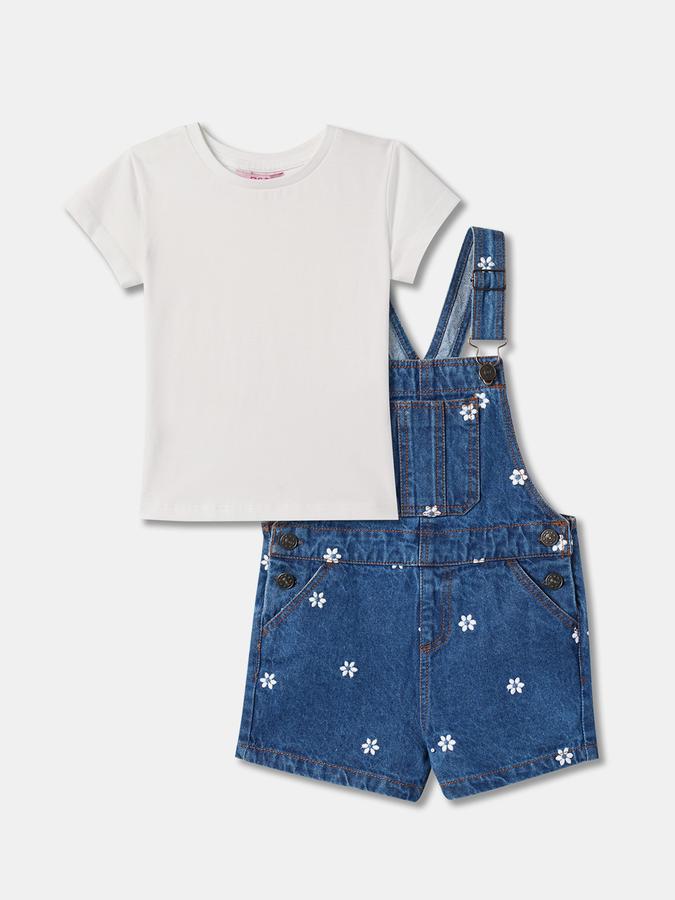 Girls Floral Print Regular Fit Dungarees image number 0