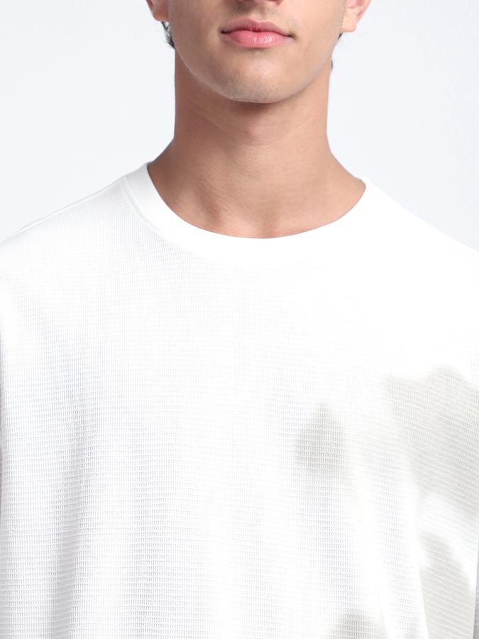 Men Cotton Regular Fit Crew Neck Textured T-shirt