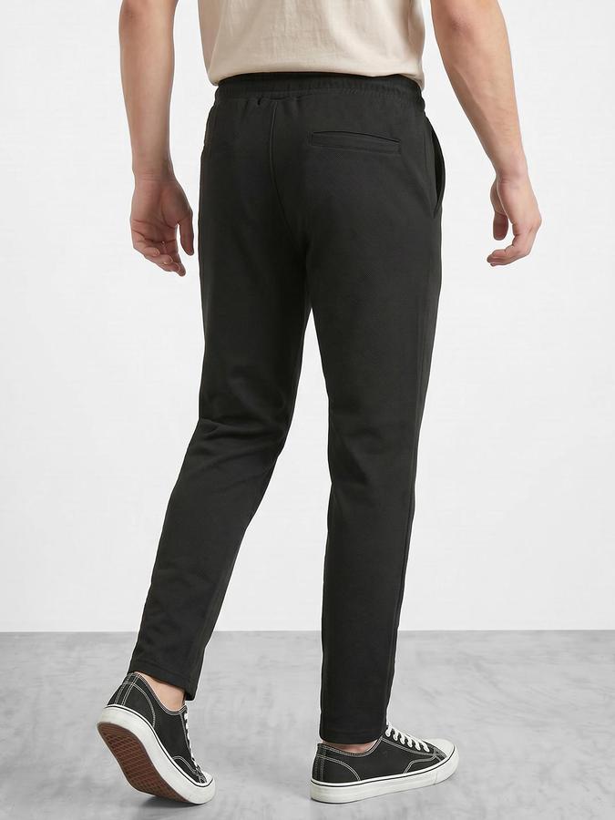 R&B Men's Black Regular Fit Trousers