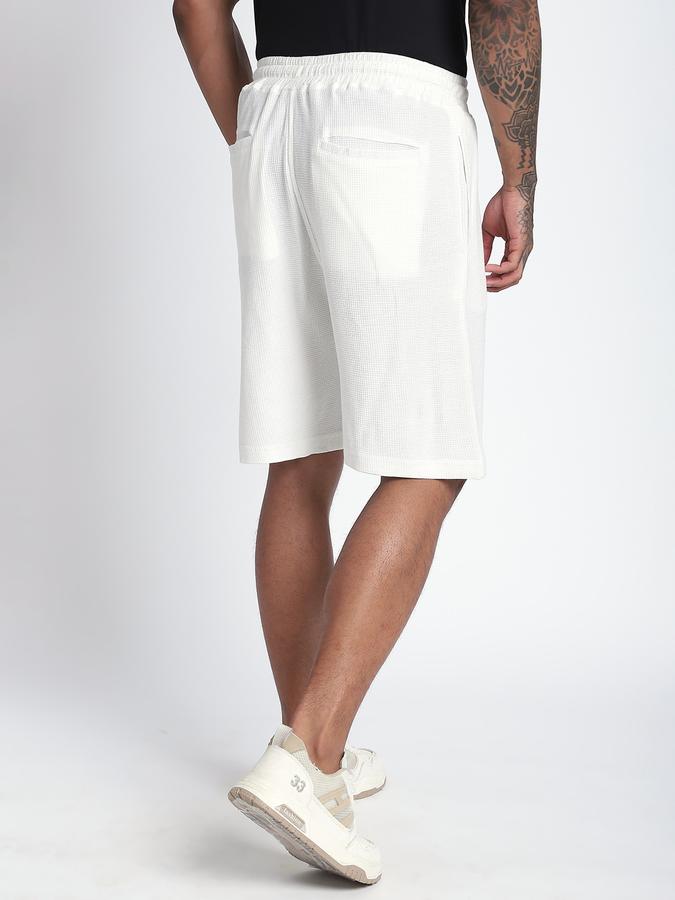 Men Cotton Relaxed Fit Drawstring Textured Shorts