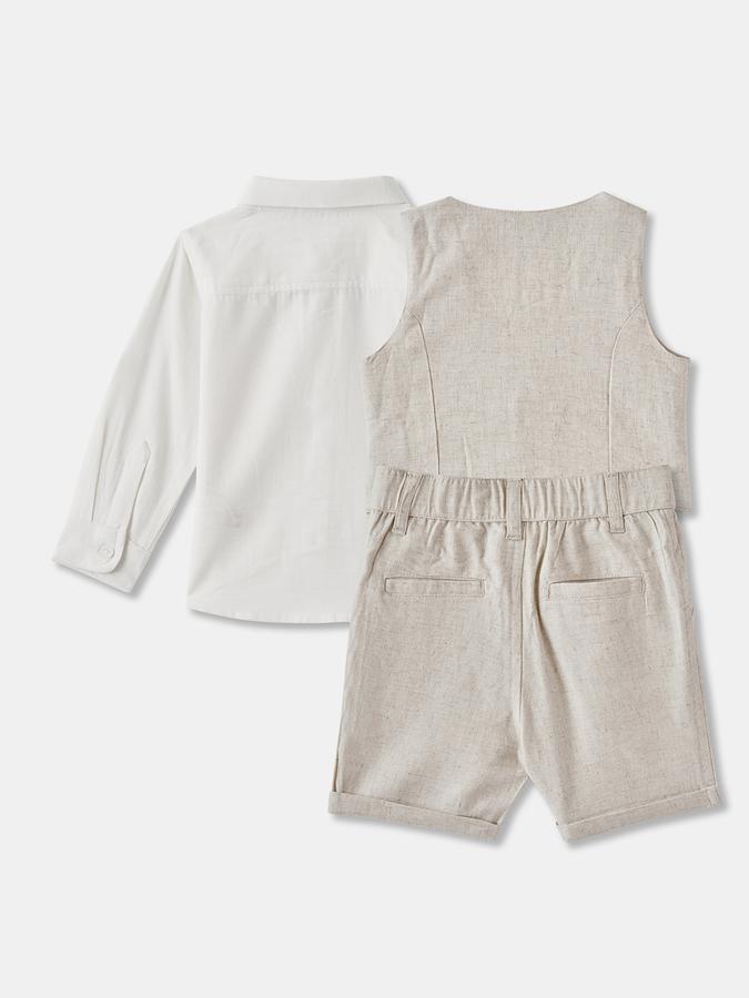 Boys Solid Full Sleeves Shirt with Shorts Fashion Set