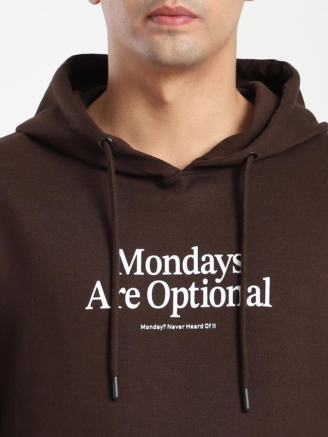 Men Fleece Regular Fit Hooded Graphic Sweatshirt