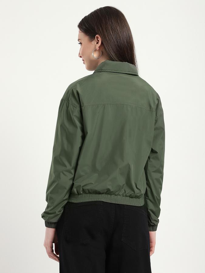 R&B Women Olive Solid Lightweight Jacket