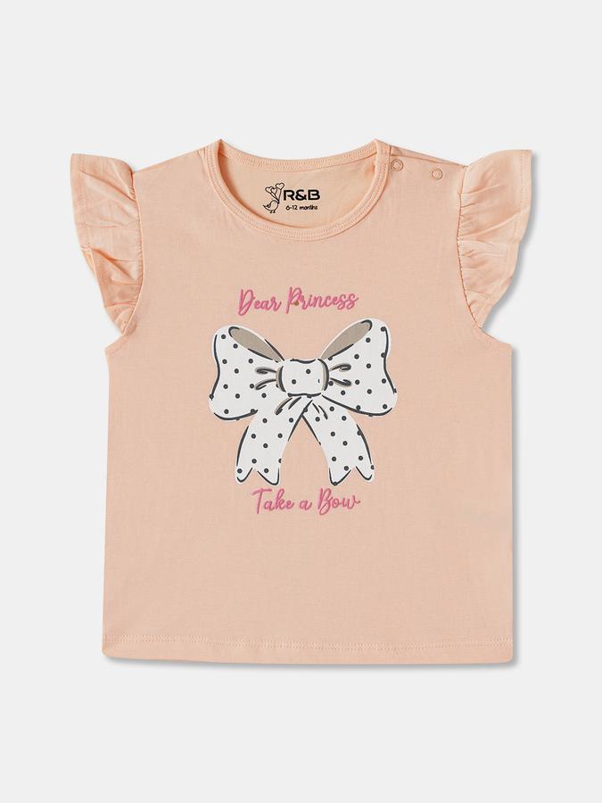 R&B Baby Girls Graphic Print Pure Cotton Regular T Shirt