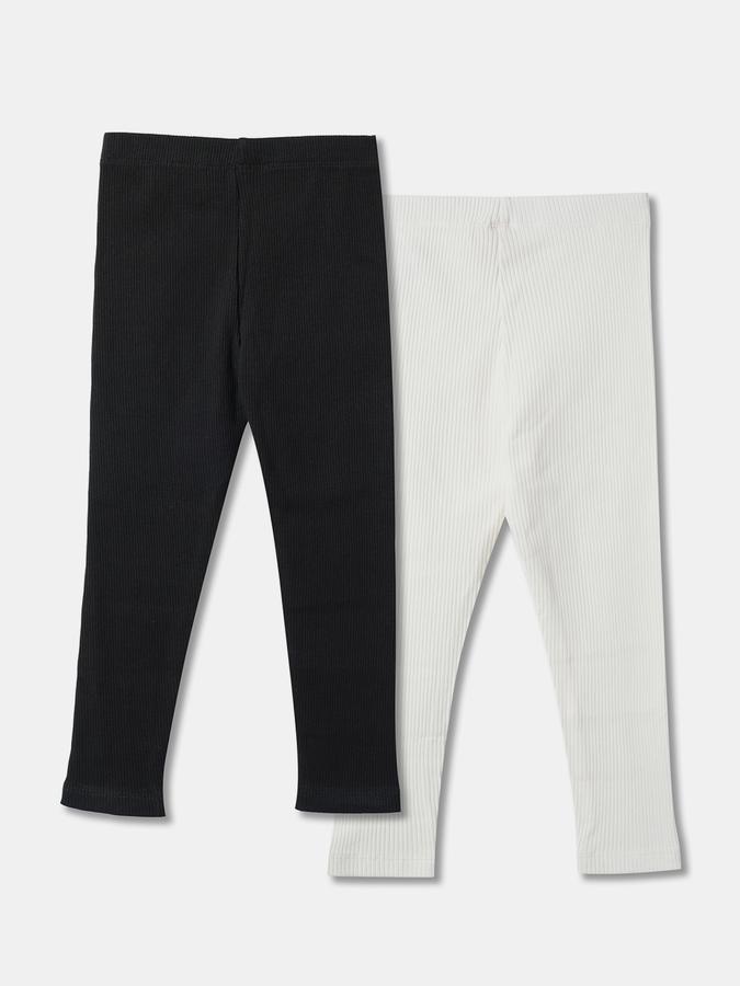 Girls Pack of 2 Ribbed Leggings image number 1
