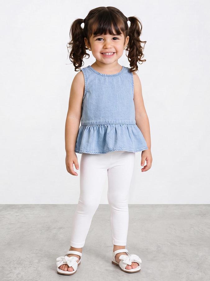 R&B Girls Snow White Solid Elasticated waist Leggings
