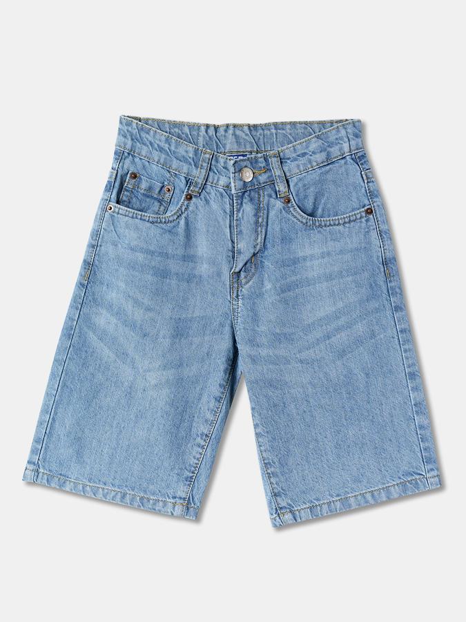 Lightly-Washed Regular Fit Shorts with 5-Pocket Styling image number 0