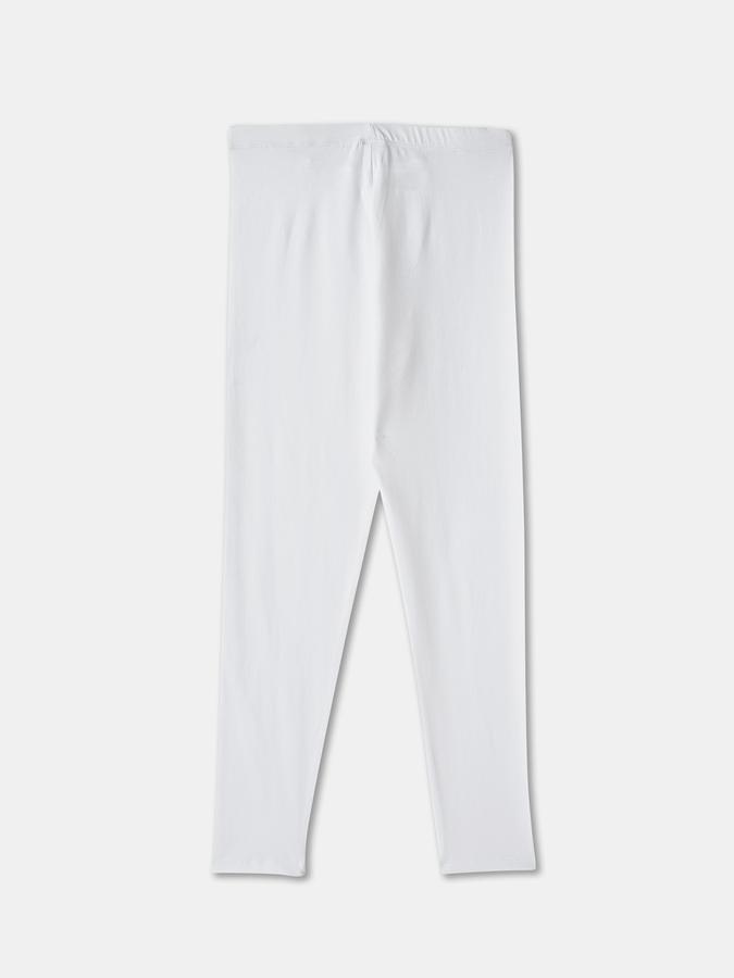 Girls Cotton Blend Skinny Fit Elastic Waist Solid Leggings