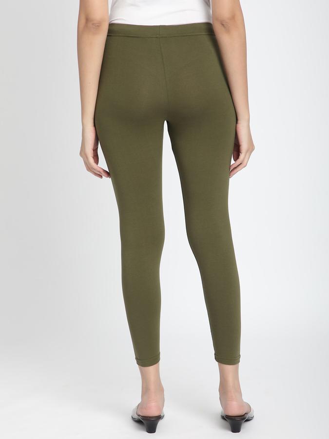 Women Cotton Lycra Elasticated Waist Full Length Solid Leggings