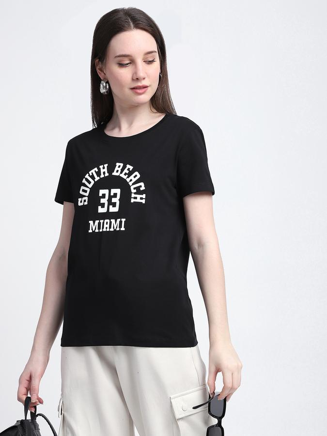 R&B Women Black Typography T-Shirt