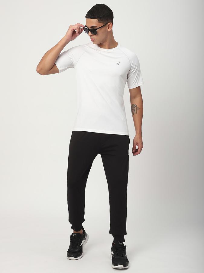 Men Polyester Regular Fit Drawstring Waist Cuffed Hem Trackpants