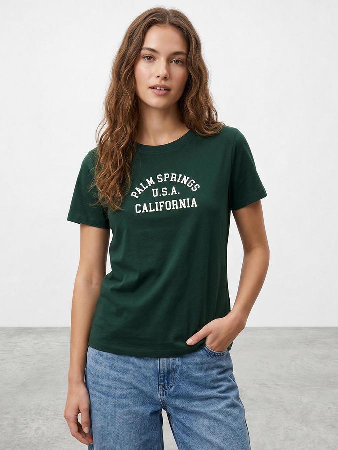R&B Green Women Printed Short Sleeves Tshirt