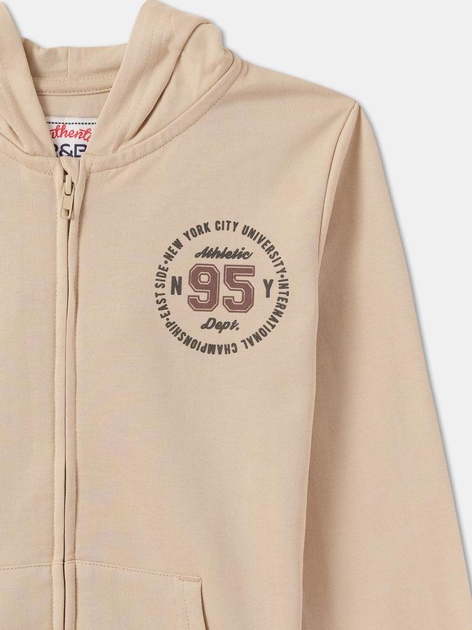 Boys Cotton Hooded Zip Up Graphic Print Jacket