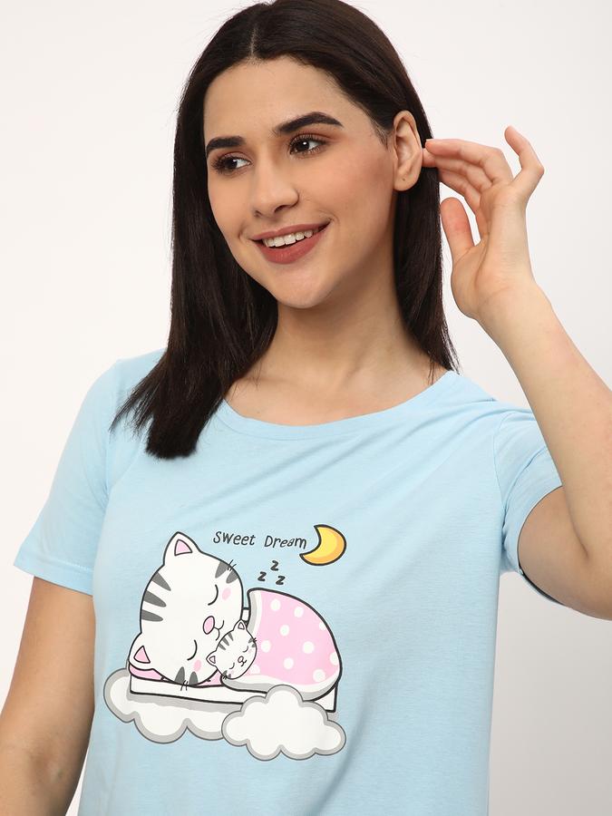 Women Printed Round-Neck Nightshirt image number 0