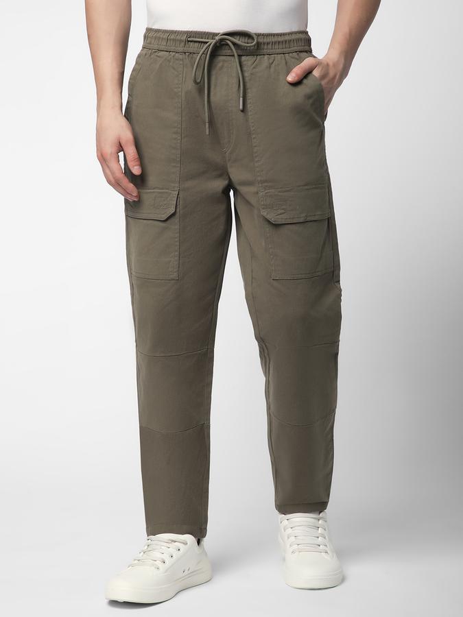 Men Cotton Regular Fit Flat Front Cargo Trousers