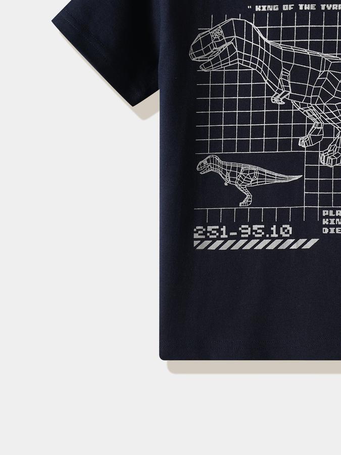 Boys Cotton Regular Fit Crew Neck Graphic T-shirt