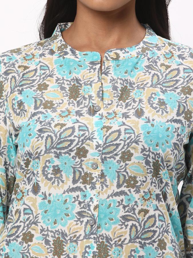 Women Rayon Regular Fit Mandarin Collar Printed Kurta