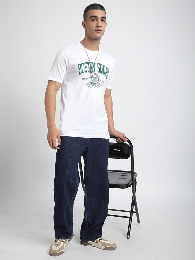 Men Cotton Regular Fit Crew Neck Typographic T-shirt