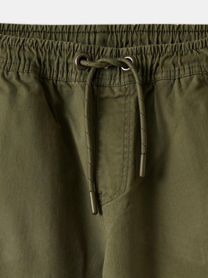 Boys Twill Regular Fit Drawstring Waist Clean Hem Trousers