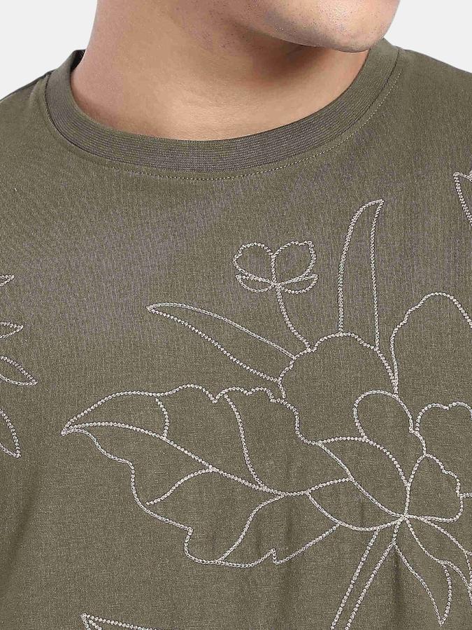 R&B Olive Embroidered Men Short Sleeve T-shirt