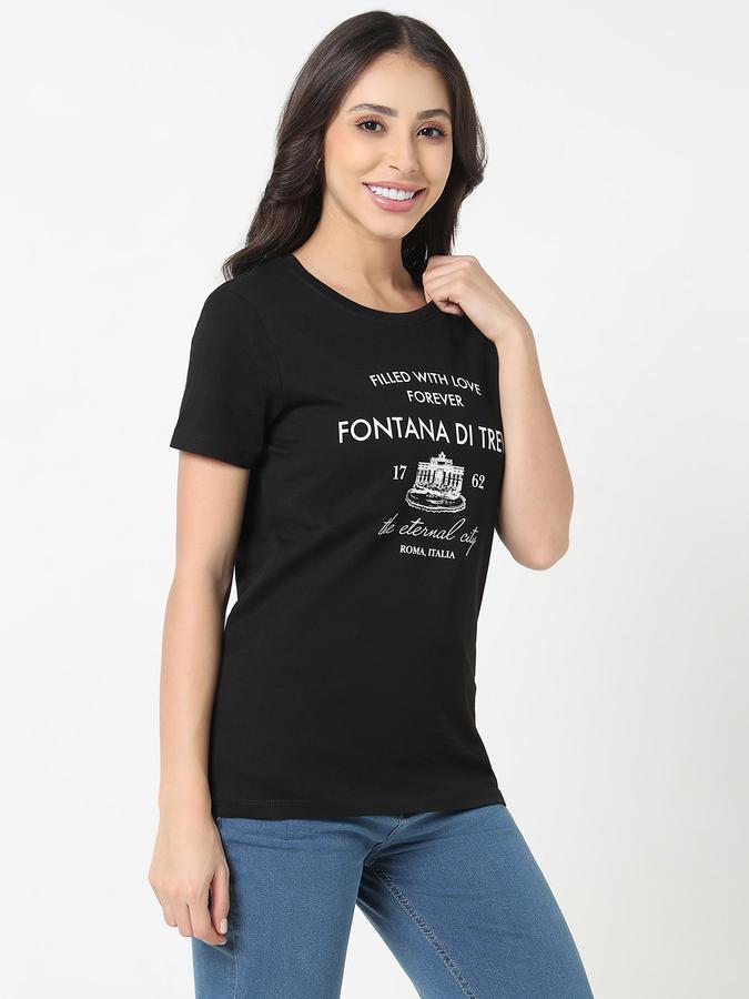 Women Cotton Relaxed Fit Crew Neck Graphic T-shirt