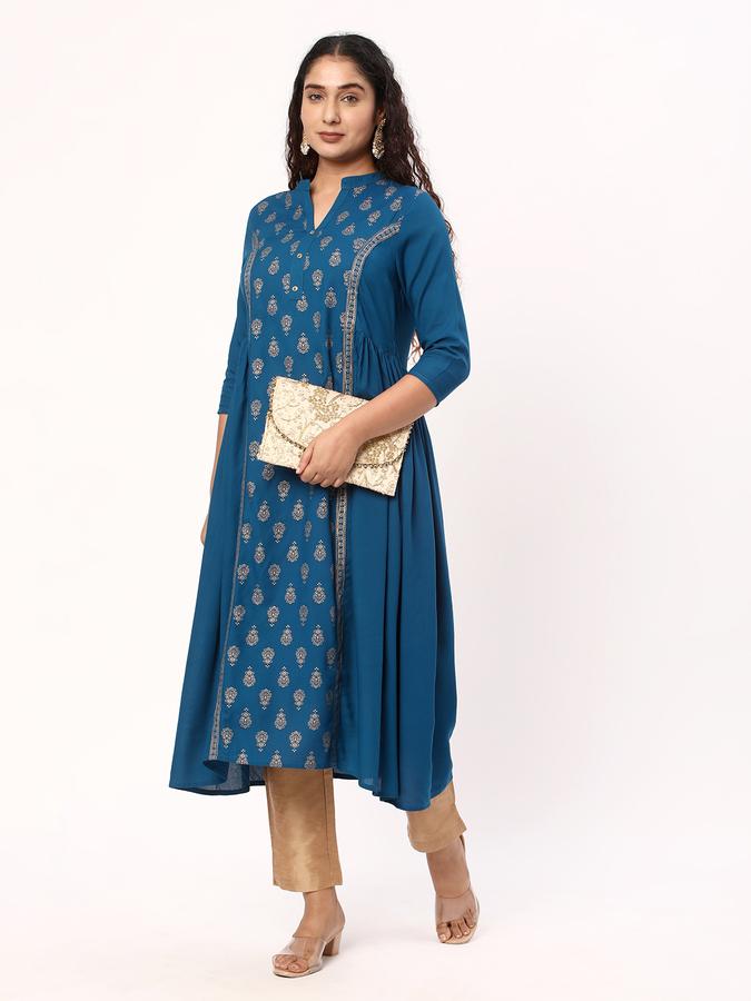 R&B Women's Printed Regular Flared Kurta 3-Q Sleeves image number 1