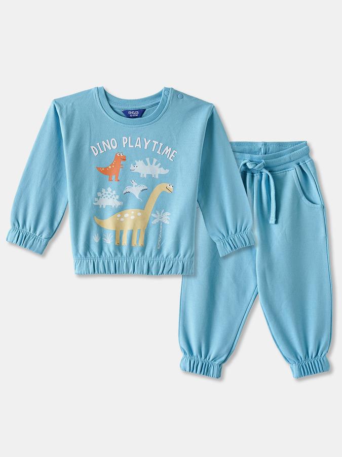 Boys Cotton Graphic Print Sweatshirt And Trousers Set