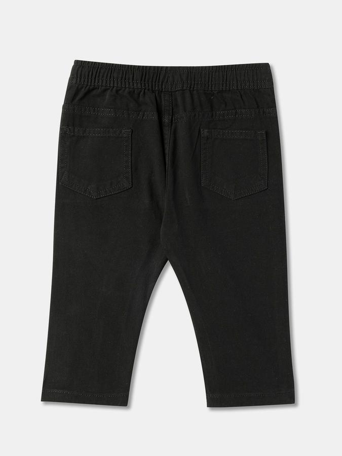 Patch-Work Straight Fit Pants with Elasticated Drawstrings Waist image number 1
