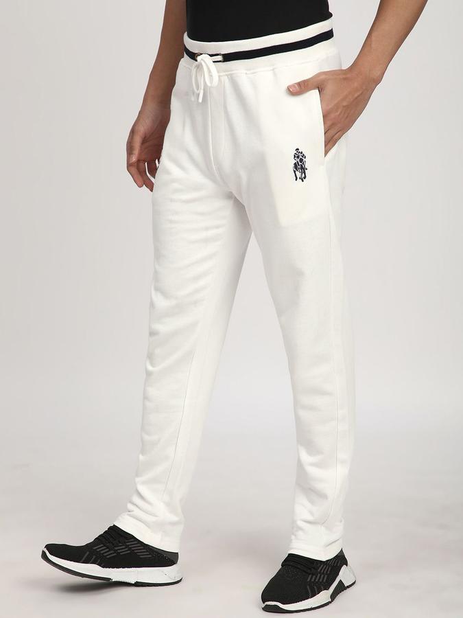 Men Fleece Tapered Fit Drawstring Waist Cuffed Hem Trackpants