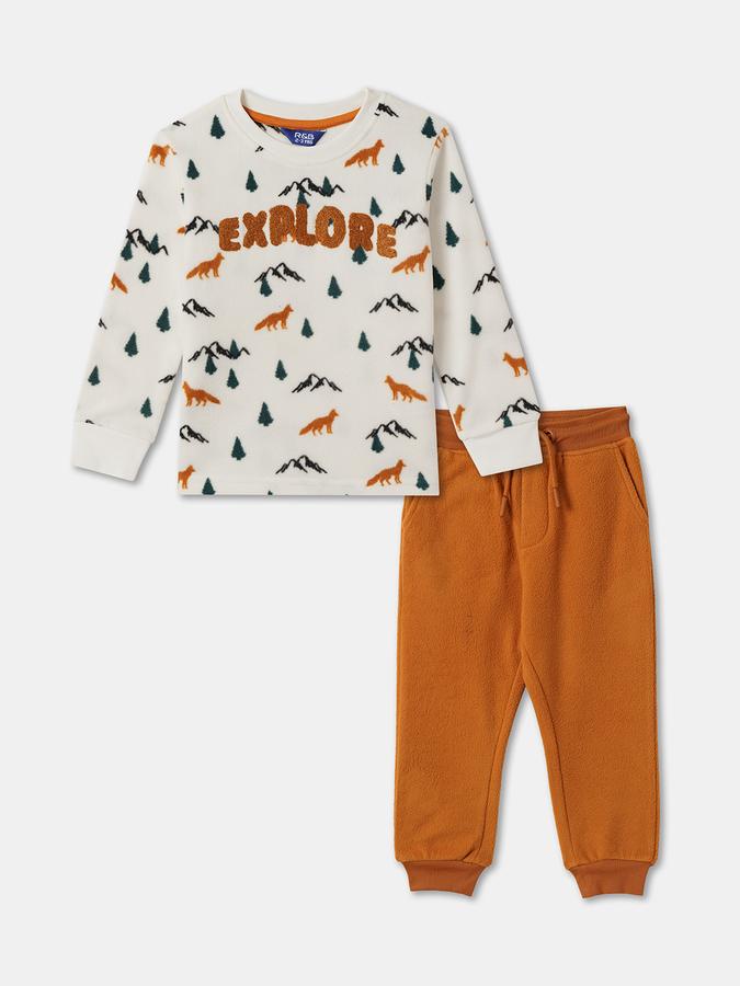 Boys Graphic Applique Full Sleeves SweaT-Shirt with Trousers Fashion Set