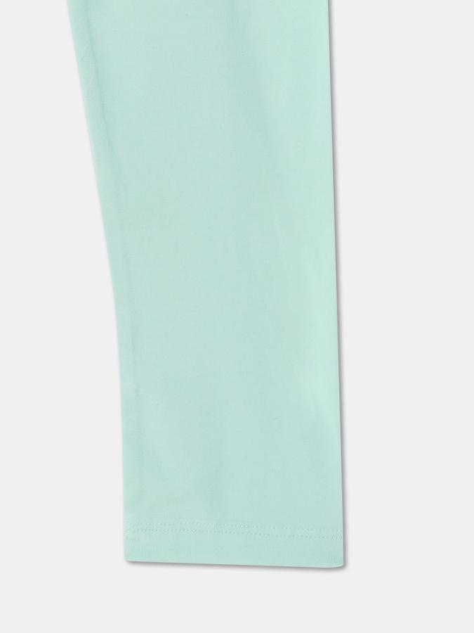 Girls Cotton Blend Skinny Fit Elastic Waist Solid Leggings