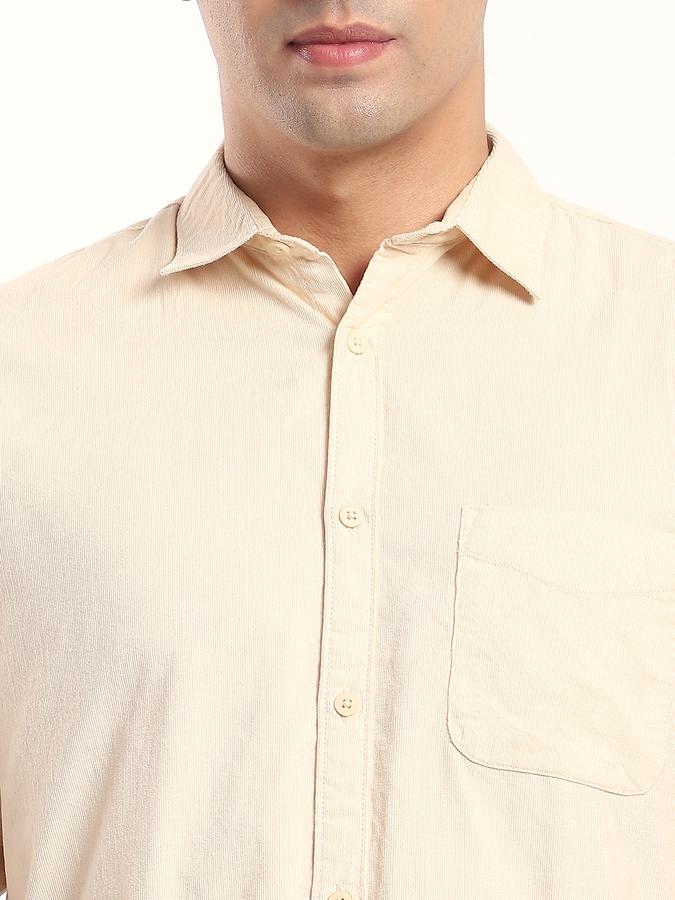 Men Cotton Regular Fit Shirt Collar Textured Shirt