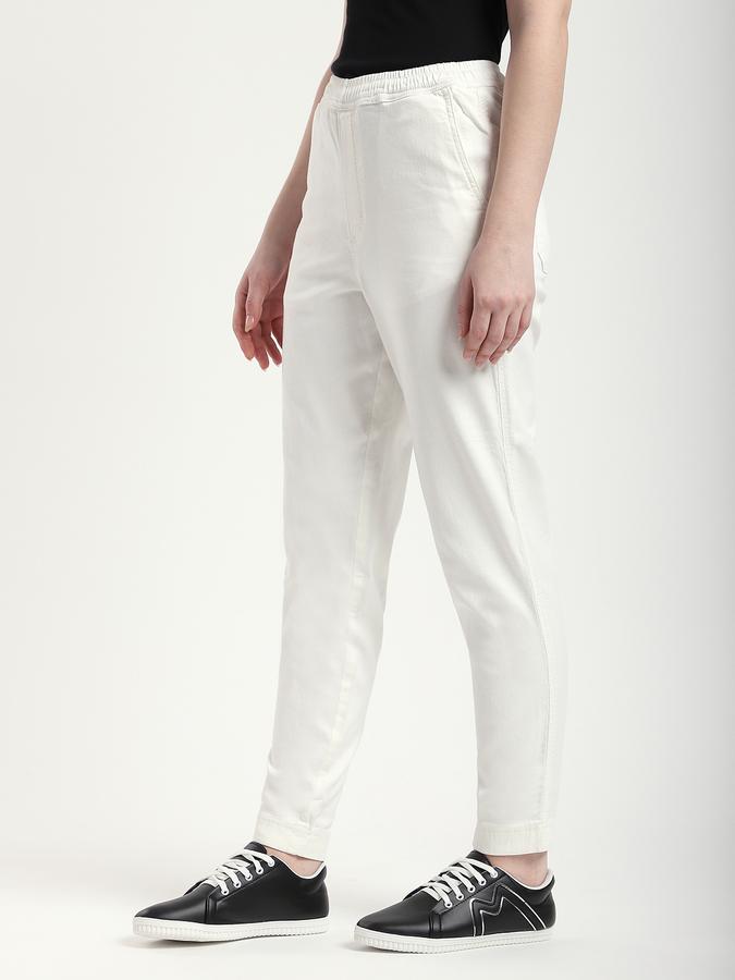 R&B Women Ivory Solid Trousers