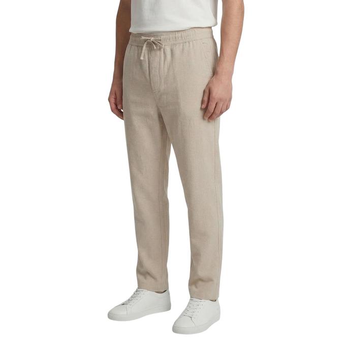 R&B Beige Solid Men Regular Fit Trousers