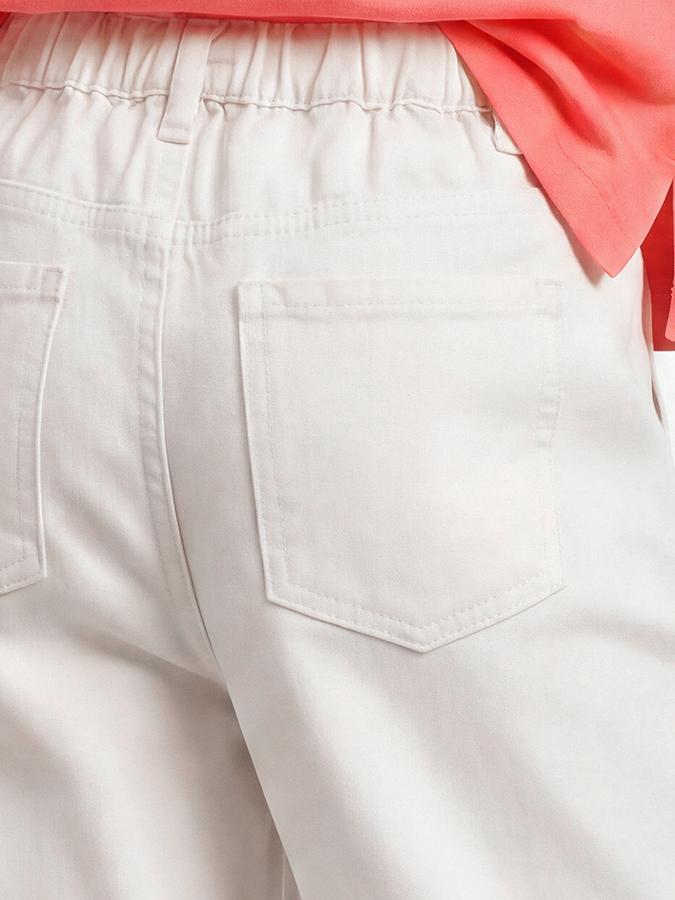 R&B Girls White Regular Fit Solid Mid-Rise Cotton Jeans