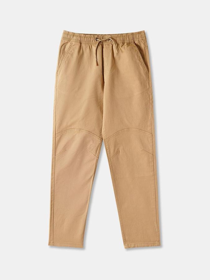 R&B Boys Beige Solid Regular Fit Trousers