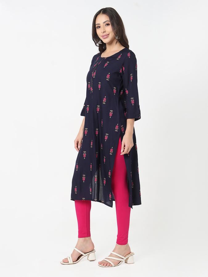 women's round neck regular fit printed festive kurta image number 2