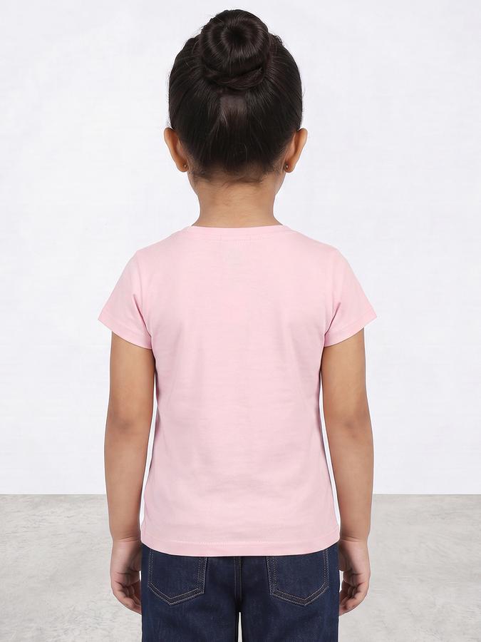 R&B Girls Pink Glitter Graphic Short Sleeves Tshirt