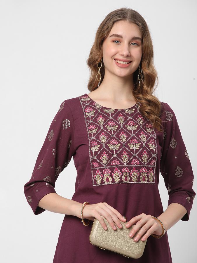 Women Round-Neck Straight Kurta image number 0