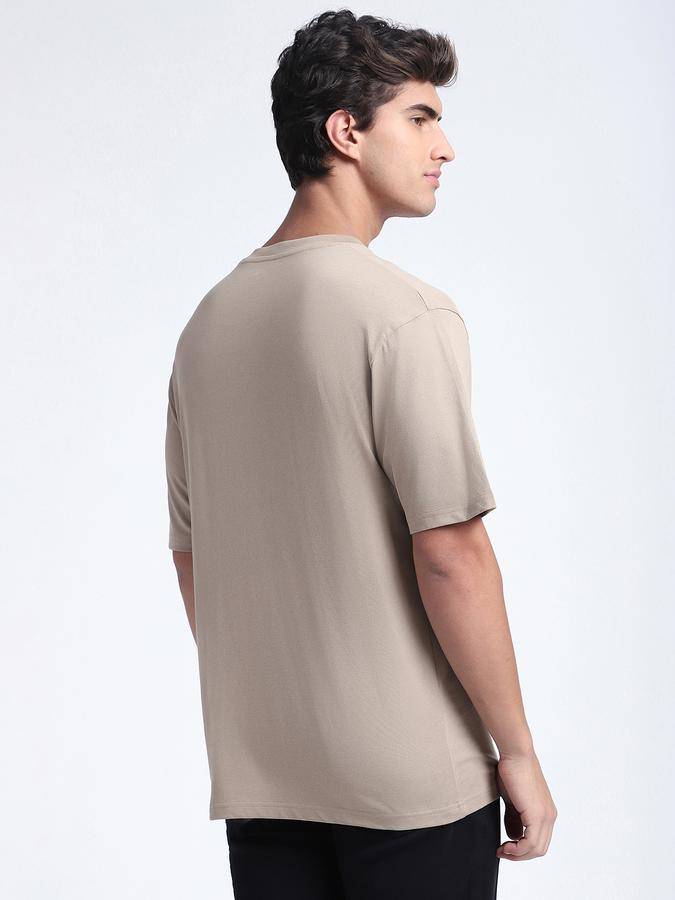 Men Cotton Relaxed Fit Crew Neck Typographic T-shirt